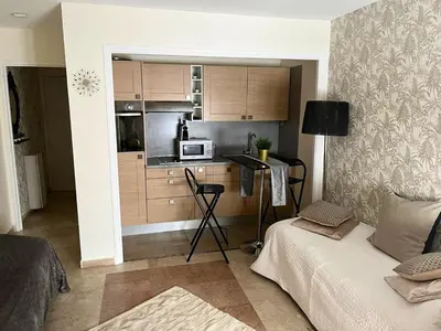 Cuisine ou kitchenette dans l'établissement Studio charmant au cœur de Cannes avec balcon et parking