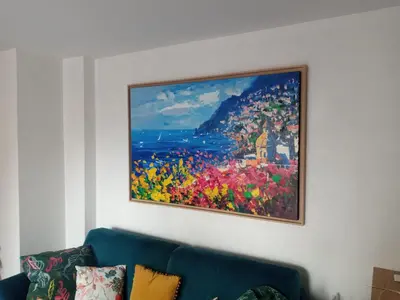 Coin salon dans l'établissement Romantic sea view studio, steps away from the beach