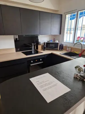 Cuisine ou kitchenette dans l'établissement Cozy Home Center of Antibes