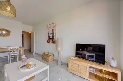 Télévision ou salle de divertissement dans l'établissement Cannes Californie Beautiful Apt with Sea View