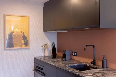 Cuisine ou kitchenette dans l'établissement Duplex Pradignac by Halldis