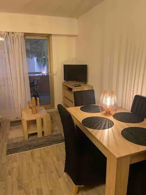 Télévision ou salle de divertissement dans l'établissement PWS Cosy 1 bed in Golfe Juan - tennis pool & beach