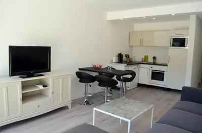 Cuisine ou kitchenette dans l'établissement Villeneuve Loubet Village idéal