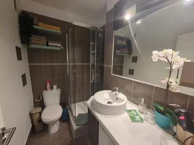 Salle de bains dans l'établissement Cannes Isola Bella entre mer et montagne