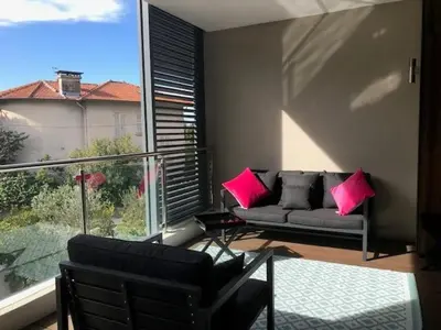 Coin salon dans l'établissement First Cap - Luxury 1BR with terrace in the most prestigious development of the French Riviera