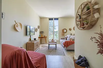 Un ou plusieurs lits dans un hébergement de l'établissement Quiet and luxurious studio - Cannes Center