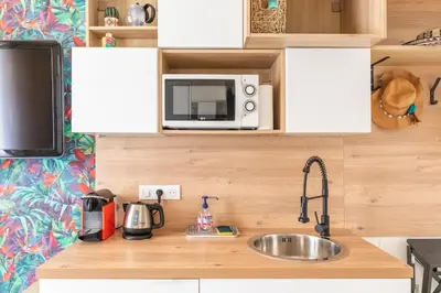 Cuisine ou kitchenette dans l'établissement Tapualiki studio cosy tout confort