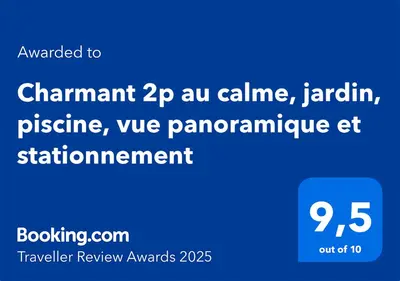 Certificat, récompense, panneau ou autre document affiché dans l'établissement Charmant 2p au calme, jardin, piscine, vue panoramique et stationnement