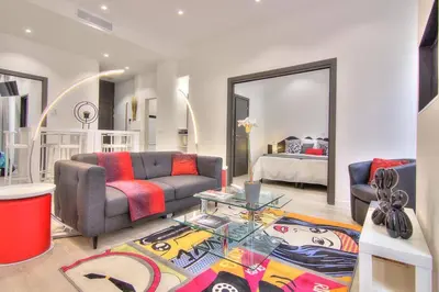 Coin salon dans l'établissement Appartement Cannes 4 chambres - 5G