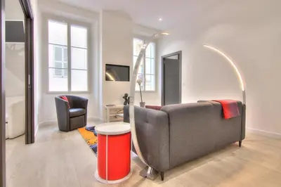 Coin salon dans l'établissement Appartement Cannes 4 chambres - 5G