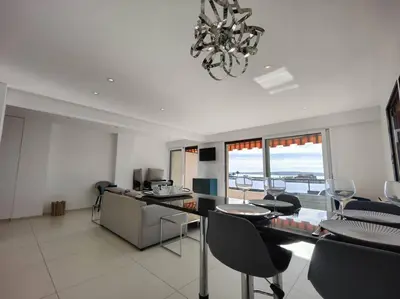 Télévision ou salle de divertissement dans l'établissement Cannes Vue mer T2 61m²+ parking