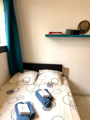 Un ou plusieurs lits dans un hébergement de l'établissement Cannes city center cozy studio 100 m from beach AC Wifi all within walking distance