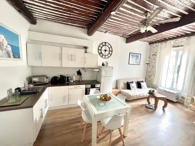 Cuisine ou kitchenette dans l'établissement Old Antibes, one bed app, In front of the Port!