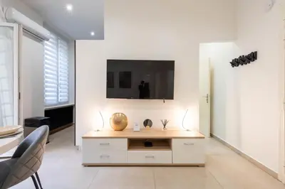 Télévision ou salle de divertissement dans l'établissement Renovated Apartment in the Heart of Cannes