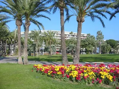 Jardin de l'établissement Cannes Palm Beach Parking, clim, wifi plage 2' à pieds