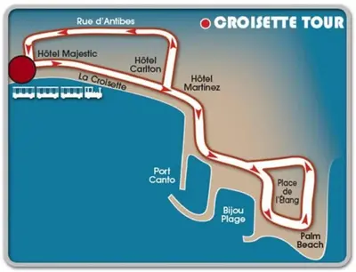 Plan de l'établissement Cannes Palm Beach Parking, clim, wifi plage 2' à pieds