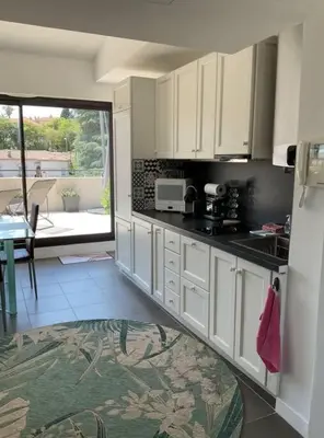 Cuisine ou kitchenette dans l'établissement Toit terrasse dans résidence avec piscine