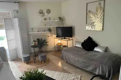 Télévision ou salle de divertissement dans l'établissement Cannes Croisette Studio 3 pers Cosy CLIM WIFI PKG