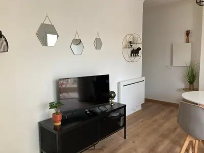 Coin salon dans l'établissement STUDIO à 50 mètres de la plage