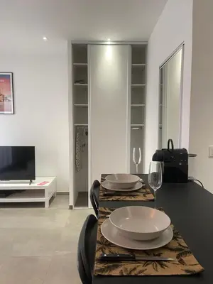 Télévision ou salle de divertissement dans l'établissement Studio confortable - Parking inclus - proche mer Juan-les-Pins