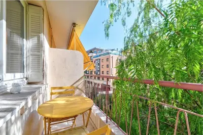 Balcon ou terrasse dans l'établissement Agréable 3pièces Cannes Croisette