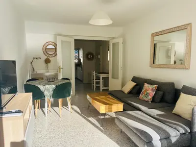 Coin salon dans l'établissement Appartement centre ville & plage