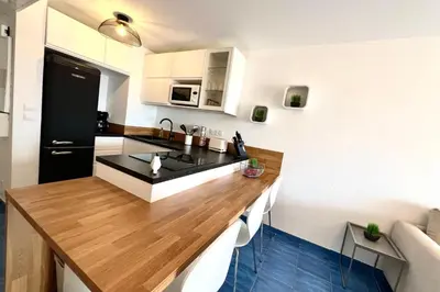 Cuisine ou kitchenette dans l'établissement Golfe Juan - 4 People - Sea View - Swimming Pool - Garage