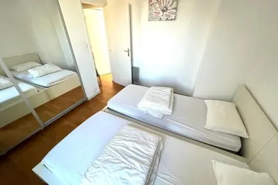 Un ou plusieurs lits dans un hébergement de l'établissement Juan les Pins town center - 4 people - top floor