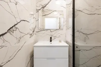 Salle de bains dans l'établissement L'Exquis - 6p - Parking & Terrasse Croisette