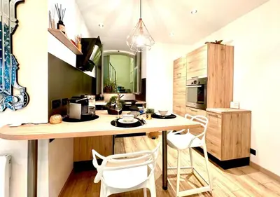 Cuisine ou kitchenette dans l'établissement StudioCalifornia-Parking-Plages 15 min walk