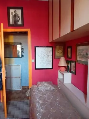 Un ou plusieurs lits dans un hébergement de l'établissement Chambre d hôte artistique cannes