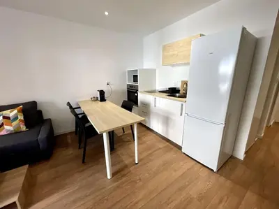 Cuisine ou kitchenette dans l'établissement Superbe appartement 2P climatisé - Plages à pieds