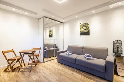 Coin salon dans l'établissement 4 BARON - Spacieux studio rénové quartier des Anglais