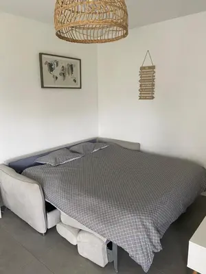Un ou plusieurs lits dans un hébergement de l'établissement Studio Cap Antibes