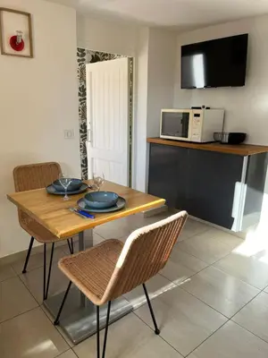 Cuisine ou kitchenette dans l'établissement Appartement deux pièces donnant sur un jardin