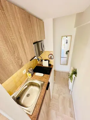 Cuisine ou kitchenette dans l'établissement Charmant Studio à 5 minutes des plages