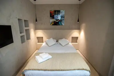 Un ou plusieurs lits dans un hébergement de l'établissement Modern 1-bedroom apartment with sea view on La Croisette