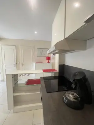 Cuisine ou kitchenette dans l'établissement Sea view Croisette