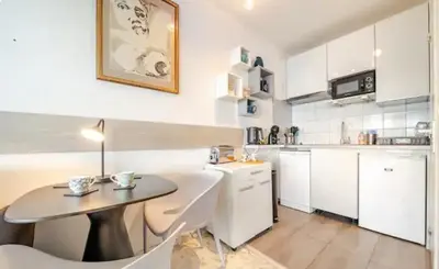 Cuisine ou kitchenette dans l'établissement Appartement Antibes terrasse en front de mer