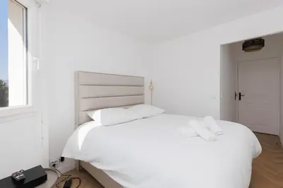 Un ou plusieurs lits dans un hébergement de l'établissement Le Velvet - 6p - Croisette - Parking & Terrasse