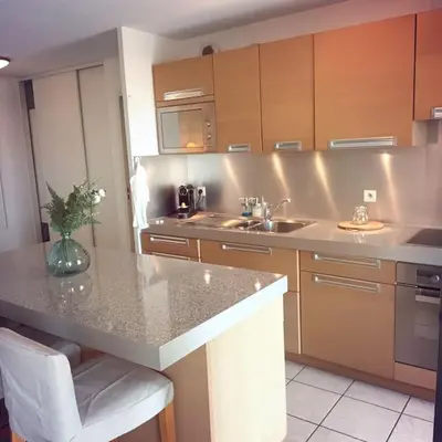 Cuisine ou kitchenette dans l'établissement Apt calme 2 chambres vue dégagée