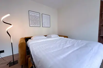 Un ou plusieurs lits dans un hébergement de l'établissement MACE Appartement avec SPA dans quartier Historique Exclusif Calme Coeur d'Antibes