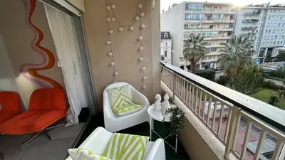 Balcon ou terrasse dans l'établissement Charmant studio Croisette