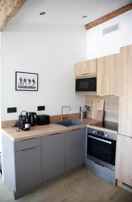 Cuisine ou kitchenette dans l'établissement Charmant 3P avec terrasse dans la vieille ville