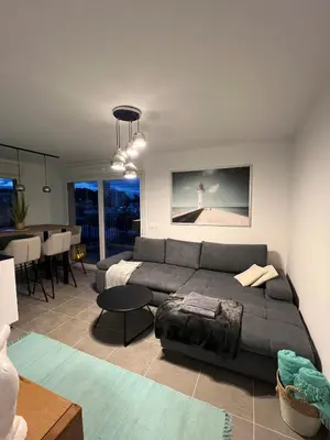 Coin salon dans l'établissement New Appartment in Antibes