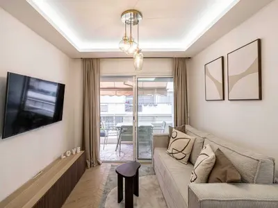 Coin salon dans l'établissement Elegant Apt with balcony 1BD 4P - Croisette Cannes
