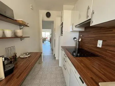 Cuisine ou kitchenette dans l'établissement Cozy one bedroom apartment with balcony and parking