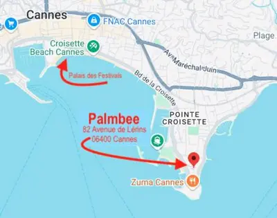 Plan de l'établissement AgarrusRentals 70m2, 2 chambres pour 4 Personnes avec bébé avec Terrasses a 200m des Plages, Palmbee Cannes