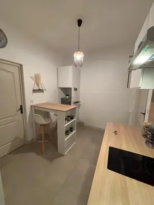 Cuisine ou kitchenette dans l'établissement Cosy Apartment in Cannes, AC, WiFi, 15min Palais