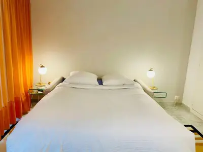 Un ou plusieurs lits dans un hébergement de l'établissement Studio in Antibes near La Salis Beach